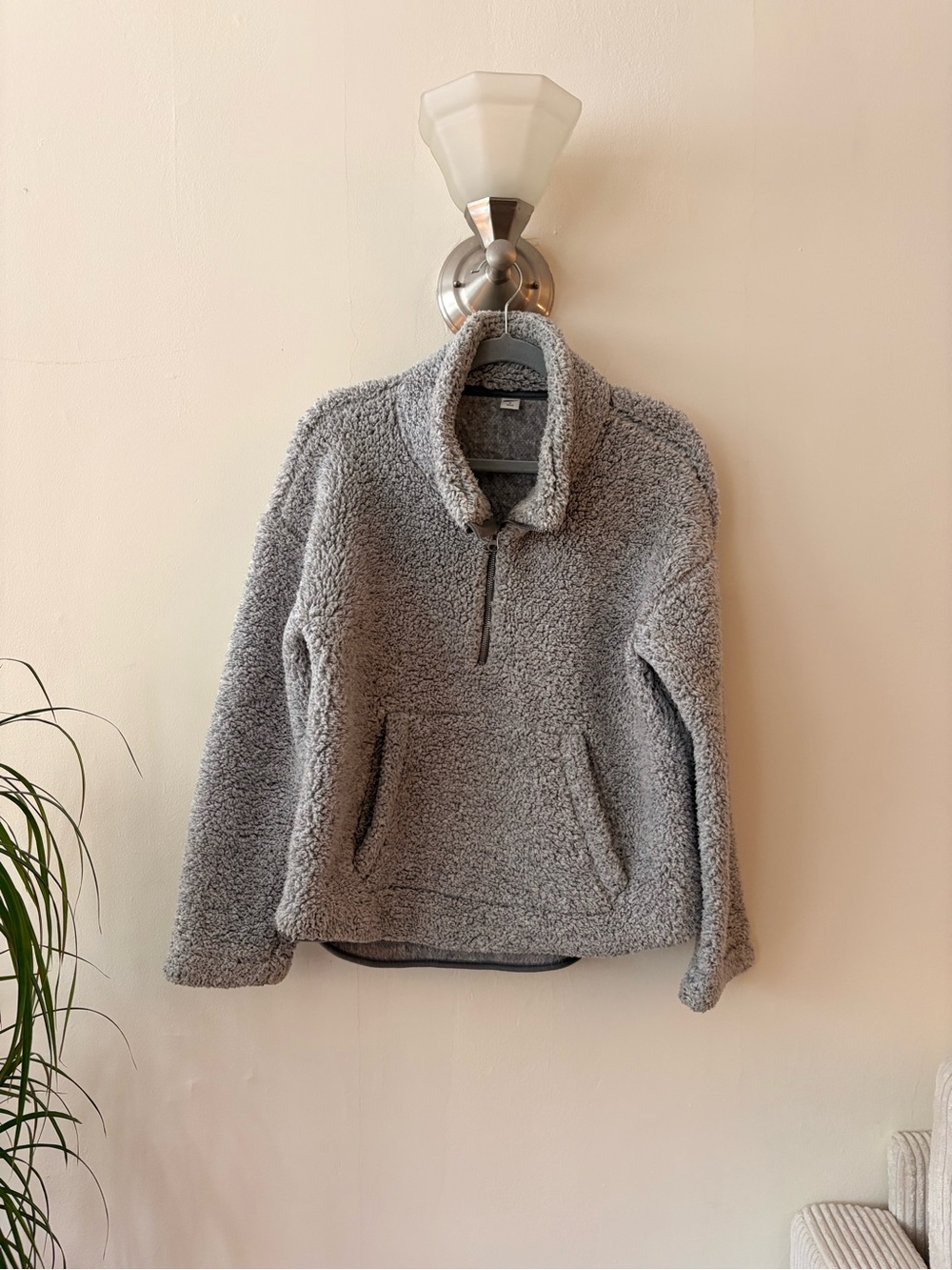 Old Navy Gray Sherpa Half-Zip Pullover